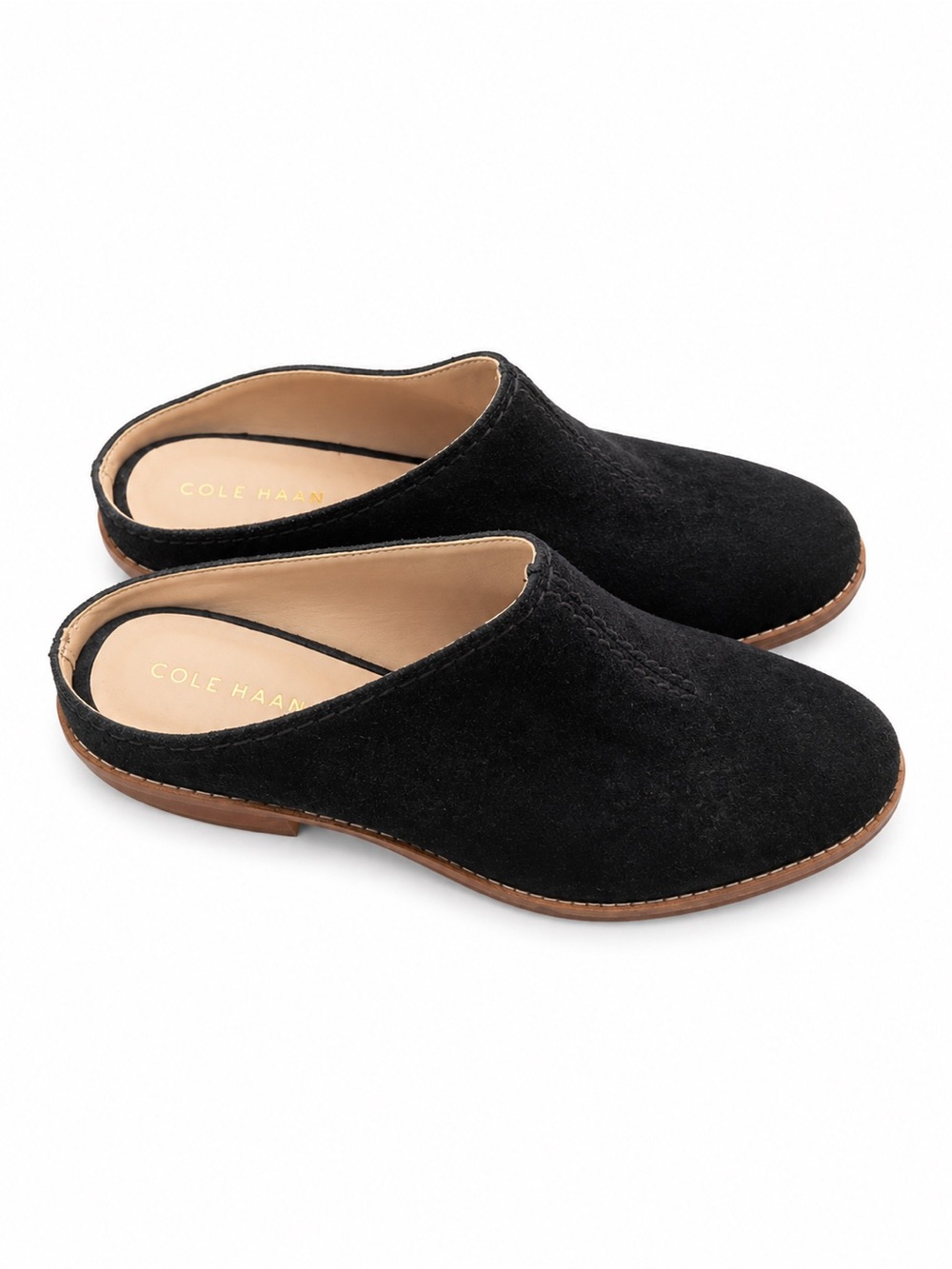 Cole Haan Black Suede Backless Mules